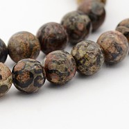 Natural Leopard Skin Jasper Round Bead Strands, 10mm, Hole: 1mm, about 40pcs/strand, 15.7 inch(G-P070-77-10mm)