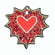 Heart Beading Sequin Rhinestone Costume Accessories, for Valentine's Day, Red, 115x125mm(WG45904-04)