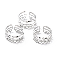 304 Stainless Steel Finger Rings, Cuff Rings, Long-Lasting Plated, Star, Stainless Steel Color, US Size 7 3/4(17.9mm), 9~10mm(RJEW-L102-35P)
