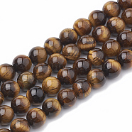 Natural Tiger Eye Beads Strands, Grade AB+, Round, 8~9mm, Hole: 1mm, about 45~48pcs/strand, 15.7 inch(G-S333-8mm-001)