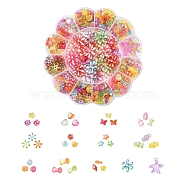 271Pcs 13 Style Transparent Acrylic Beads, Flower & Candy & Bowknot & Clover & Snowflake & Butterfly & Heart & Star & Starfish & Mixed Initial Letters, Mixed Color(TACR-YW0001-26)