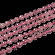 Natural  Rose Quartz Beads Strands, Round, 6mm, Hole: 1mm, about 65pcs/strand, 15 inch~16 inch(G-L104-6mm-01)