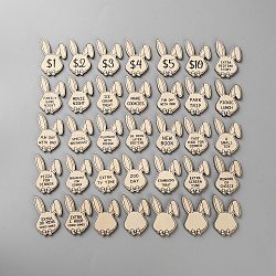35Pcs Easter Themed DIY Basswood Reward Token for Kids, Rabbit, 50x33.5x3mm(AJEW-WH0070-53B)