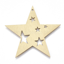 Aluminium Big Pendants, Laser Cut Big Pendants, Star, Golden, 50x47x1mm, Hole: 1.5mm(ALUM-T001-82G)