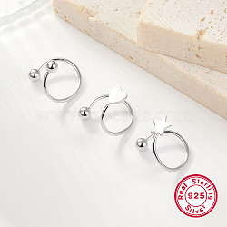 S925 Silver Heart Star Round Bead Cuff Earrings, Silver(AV9909-5)