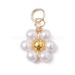 Acrylic Pendants, Twisted Wire Pearl, Flower, Light Gold, 14.5x11.5x4mm, 5pcs/set(PALLOY-JF02559-S)