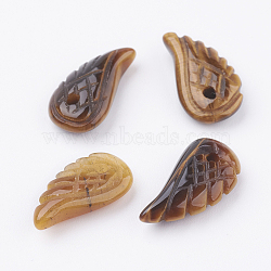 Natural Tiger Eye Pendants, Wing, 15~16x8x3~5mm, Hole: 1mm(G-E435-E-01)