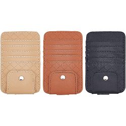 SUPERFINDINGS 3Pcs 3 Colors Imitation Leather Car Sun Visor Organizers, Car Eyeglasses Holder Clip with Storage Pockets, Car Interior Accessories, Rectangle, Mixed Color, 14.4x8.25x0.8cm, 1pc/color(AJEW-FH0002-74)