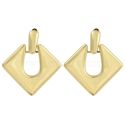 Brass Rhombus Stud Earrings, Real 18K Gold Plated, 45x41.5mm(EJEW-K293-01G)