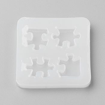 Food Grade Silicone Molds, Fondant Molds, For DIY Cake Decoration, Chocolate, Candy, UV Resin & Epoxy Resin Jewelry Making, Puzzle, White, 72x72x10mm, Inner Diameter: 20~29.5x21~24.5mm