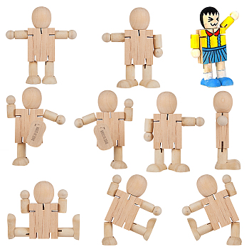 Gorgecraft Unfinished Blank Wooden Robot Toys, for DIY Hand Painting Crafts, Blanched Almond, 112x106x37mm