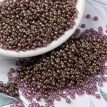 MIYUKI Round Rocailles Beads, Japanese Seed Beads, 8/0, (RR2448) Dark Topaz Rainbow Gold Luster, 3mm, Hole: 1mm, about 2111~2277pcs/50g