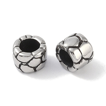 316 Surgical Stainless Steel European Beads, Large Hole Beads, Column, Antique Silver, 7.5x6mm, Hole: 4mm