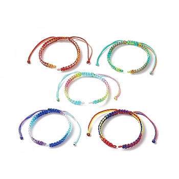 Gradient Color Polyester Cord Braided Bracelets, for Adjustable Link Bracelet Making, Mixed Color, 11-5/8x1/4 inch(29.4x0.6cm), Hole: 3mm