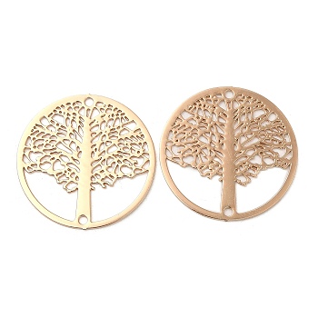 Rack Plating Brass Connector Charms, Etched Metal Embellishments, Long-Lasting Plated, Tree of Life Links, Light Gold, 20x0.3mm, Hole: 1.2mm