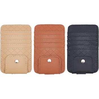 SUPERFINDINGS 3Pcs 3 Colors Imitation Leather Car Sun Visor Organizers, Car Eyeglasses Holder Clip with Storage Pockets, Car Interior Accessories, Rectangle, Mixed Color, 14.4x8.25x0.8cm, 1pc/color