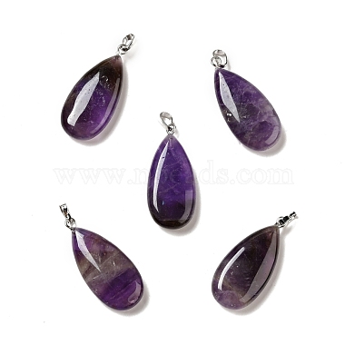 Platinum Teardrop Amethyst Pendants