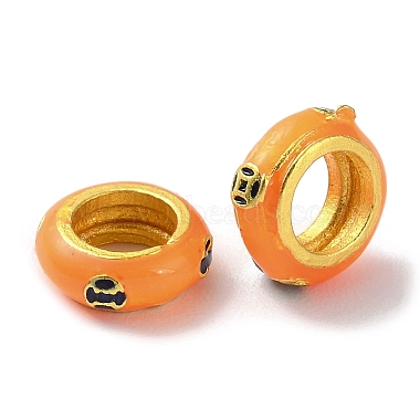 Orange Rondelle Alloy+Enamel European Beads