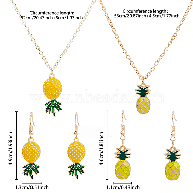 fibloom 2 ensembles 2 style alliage ananas pendentif collier et boucles d'oreilles pendantes(SJEW-FI0001-01)-2