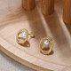 925 Sterling Silver Ring Stud Earrings with Pearl Beaded(EJEW-P231-27G)-3