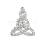 Brass Micro Pave Clear Cubic Zirconia Pendants, Triangle Charms, Rack Plating, Long-Lasting Plated, Cadmium Free & Lead Free, Platinum, 25.5x20.5x2.8mm, Hole: 1.4mm(KK-A300-16P)