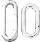 2Pcs 2 Styles 925 Sterling Silver Spring Gate Rings, Oval, Silver, 17~20x7~9x2~2.5mm, 1pc/style(STER-SC0001-45)