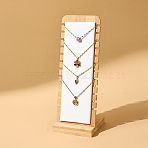 12-Slot Bamboo L-Shaped Necklace Organizer Display Stands with Imitation Leather Mat, Rectangle, White, 9.9x9.65x26cm(NDIS-F005-01A)