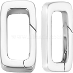 2Pcs 925 Sterling Silver Spring Gate Rings, Rectangle, Platinum, 12x9x2.5mm(STER-BBC0007-35)