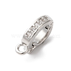Brass Micro Pave Clear Cubic Zirconia Enhancer Shortener Pendant Bails, Hinged Bails, Cadmium Free & Nickel Free & Lead Free, with Loop, Platinum, 11x2.5x7mm, Hole: 1.2mm(KK-H483-07P)