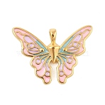 304 Stainless Steel Enamel Pendants, Butterfly Charms, Ion Plating(IP), Real 18K Gold Plated, 25.5x35x5.5mm, Hole: 4x3mm(X-STAS-E547-03G)