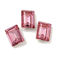 Glass Rhinestone Cabochons, Flat Back & Back Plated, Faceted, Rectangle, Rose, 8x6x3mm(RGLA-L029-15C-209)