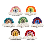 Polycotton(Polyester Cotton) Woven Rainbow Wall Hanging, Macrame Woven Rainbow, Mixed Color, 37~43x39~44x8~9mm(FIND-T035d-14)
