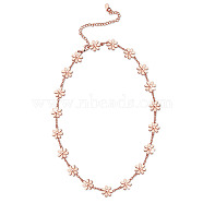 SHEGRACE Brass Link Necklaces, with Cable Chains, Daisy, Rose Gold, 14.57 inch(37cm)(JN935A)