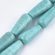 Natural Howlite Beads Strands, Dyed & Heated, Turquoise, Teardrop, 39~41x18~18.5mm, Hole: 1mm, about 10pcs/strand, 15.5 inch(TURQ-T003-09)