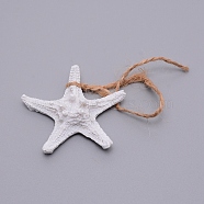 Mediterranean Style Resin Pendant Decorations, with Hemp Rope, Starfish, White, 19.5cm(HJEW-WH0014-12)