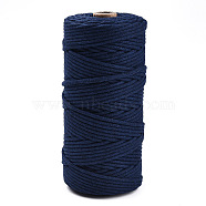 Cotton String Threads, Macrame Cord, Decorative String Threads, for DIY Crafts, Gift Wrapping and Jewelry Making, Marine Blue, 3mm, about 109.36 Yards(100m)/Roll.(OCOR-T001-02-24)