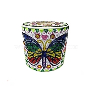 DIY Column Tissue Box Kits, Including Resin Rhinestones Bag, Diamond Sticky Pen, Tray Plate and Glue Clay, Butterfly, 130x135mm(DIAM-PW0009-27E)