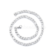 Men's 201 Stainless Steel Figaro Chains Necklace, Stainless Steel Color, 17.72 inch(45cm), Wide: 7mm(NJEW-N050-A08-7-45P)