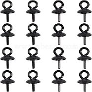 Unicraftale 304 Stainless Steel Cup Pearl Peg Bails Pin Pendants, for Half Drilled Beads Making, Gunmetal, 7~7.5x3~4mm, Hole: 1.5mm, Pin: 0.8mm, 50pcs/box(STAS-UN0003-95B)