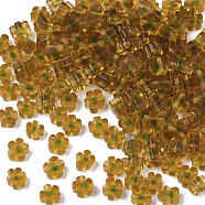 Glass Beads, Flower, Goldenrod, 4~6x4~6x2~3mm, Hole: 1mm(GLAA-T019-01-D05)