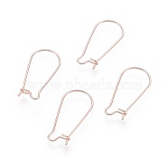Vacuum Plating 304 Stainless Steel Hoop Earring Findings, Kidney Ear Wire, Rose Gold, 39x13.5x0.7mm, 21 Gauge(STAS-P223-01RG-05)
