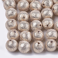 Polyester Thread Fabric Covered Beads, with ABS Plastic Inside, Round, Navajo White, 12x13mm, Hole: 2mm(WOVE-T009-12mm-07)