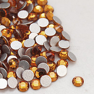 Glass Flat Back Rhinestone, Grade A, Back Plated, Faceted, Half Round, Topaz, 6.3~6.5mm, about 288pcs/bag(RGLA-C002-SS30-203)
