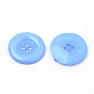 4-Hole Acrylic Buttons, Flat Round, Cornflower Blue, 31x4mm, Hole: 2mm(BUTT-Q038-30mm-17)