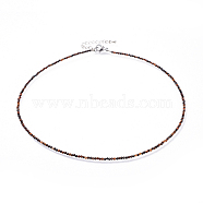 Natural Tiger Eye Beaded Necklaces, with 304 Stainless Steel Lobster Claw Clasps and Brass Extender Chains, Faceted, 15.8 inch(40.2cm)(NJEW-JN02492-10)