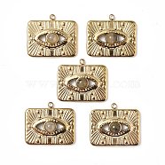 Vacuum Plating 201 Stainless Steel Natural Labradorite Pendants, Real 18K Gold Plated, Rectangle with Eye Charms, 17.5x20.5x4mm, Hole: 1.6mm(STAS-C064-VC833)