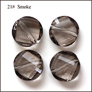 Imitation Austrian Crystal Beads, Grade AAA, Faceted, Flat Round, Gray, 10x5mm, Hole: 0.9~1mm(SWAR-F057-10mm-21)
