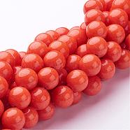 Natural Mashan Jade Round Beads Strands, Dyed, Tomato, 10mm, Hole: 1mm, about 41pcs/strand, 15.7 inch(G-D263-10mm-XS21)