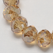 Handmade Glass Beads, Faceted Rondelle, Camel, 12x8mm, Hole: 1mm, about 72pcs/strand(G02YI0Q4)