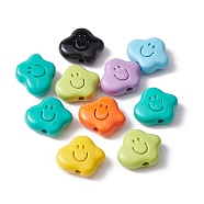Spray Painted Alloy Beads, Cloud with Smiling Face, Mixed Color, 10.5x12x4.5mm, Hole: 1.4mm(PALLOY-YW0001-66)